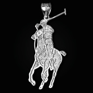 Sterling Silver Polo Horse Rider Sports Pendant