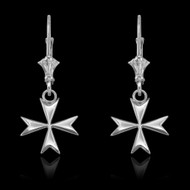 Sterling Silver Maltese Cross Earrings