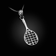 Sterling Silver Tennis Racket DC Pendant Necklace