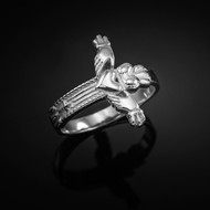 Sterling Silver Irish Claddagh Cross Ring