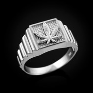 Sterling Silver Marijuana square Ring