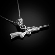 Sterling Silver Hunting Rifle Pendant Necklace