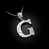 Sterling Silver Nugget Initial Letter "G" Pendant Necklace