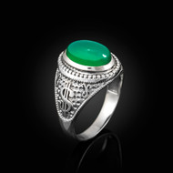 Sterling Silver Cash Money Dollar Sign Green Onyx Statement Ring