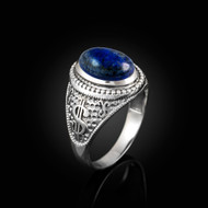 Sterling Silver Cash Money Dollar Sign Lapis Lazuli Statement Ring