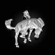 Sterling Silver Bucking Stallion Horse Satin DC Pendant