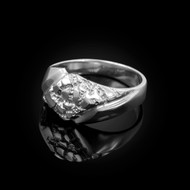 Mens Sterling Silver Diamond-shape Nugget Ring