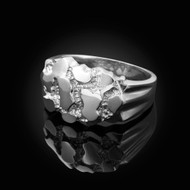 Mens Sterling Silver Nugget Ring