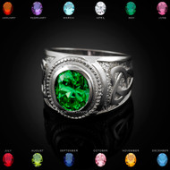 Sterling Silver Celtic Trinity Oval CZ Birthstone Ring