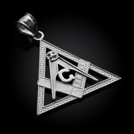 Sterling Silver Freemason Triangle Masonic CZ Pendant Necklace