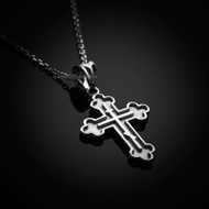 Sterling Silver Eastern Orthodox Cross Charm Pendant Necklace