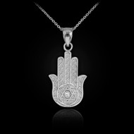 Sterling Silver Hamsa CZ Pendant