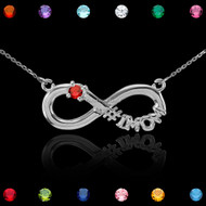 Sterling Silver Infinity #1 MOM Birthstone CZ Necklace