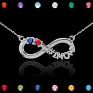 Sterling Silver Infinity #1 MOM Dual Birthstone CZ Necklace