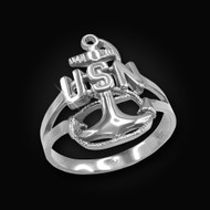 Sterling Silver USNC Navy Ring
