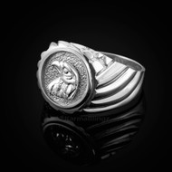 Sterling Silver Eagle Head Mens Ring