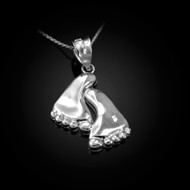Sterling Silver Baby Feet Pendant Necklace