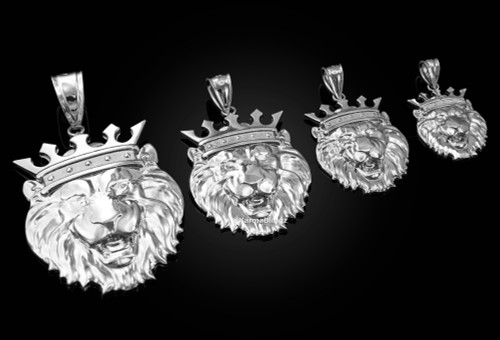Sterling Silver Lion King Pendant - Available in S, M, L, XL