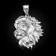 Sterling Silver Lion Face Sparkle Cut Pendant (S/L)