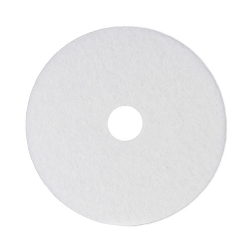 BOARDWALK Polishing Floor Pads, 14" Diameter, White, 5/Carton