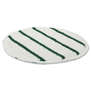 Low Profile Scrub-Strip Carpet Bonnet, 19" dia, White/Green