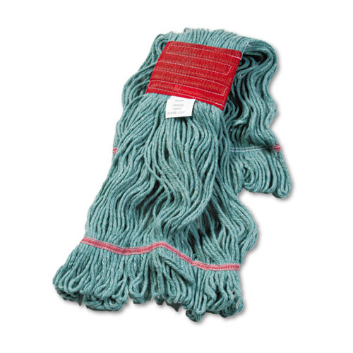 CT. Super Loop Wet Mop Head, Cotton/Synthetic, Large Size, Green, 12/Carton