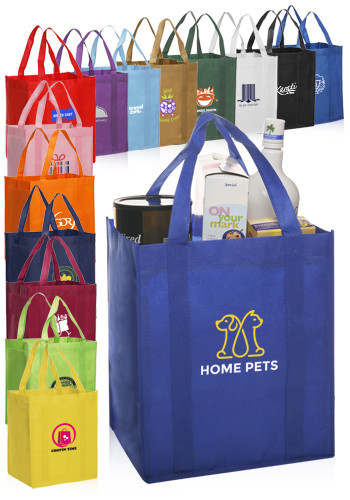 EA. Reusable Grocery Tote Bags Non-Woven Polypropylene 13W x 10D x 15H in.