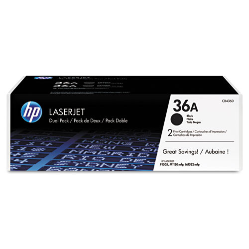 EA. HP 36A Black Original LaserJet Toner Cartridge, CB436A