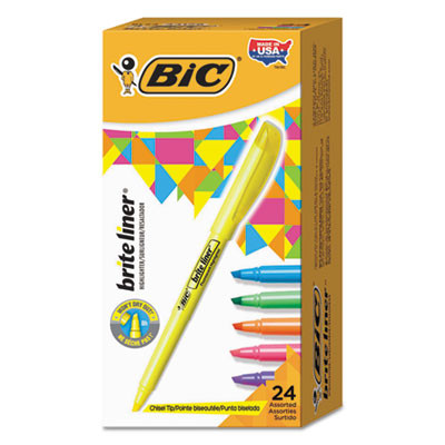 PK. Brite Liner Highlighter, Chisel Tip, Assorted Colors, 24/Set