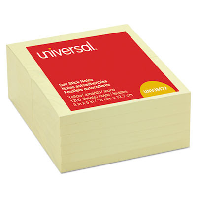 PK. Self-Stick Pop-Up Note Pads, 3 x 5, Yellow, 100-Sheet, 12/Pack