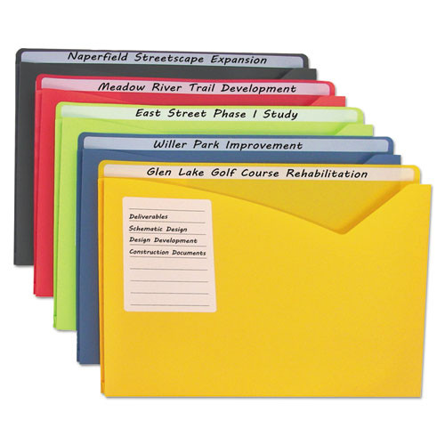 BX. Write-On Poly File Jackets, Straight Tab, Letter Size, Assorted Colors, 25/Box
