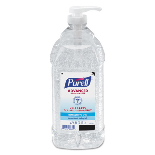 CS. Purell Advanced Hand Sanitizer Refreshing Gel, Clean Scent, 2 L Pump Bottle, 4/Carton