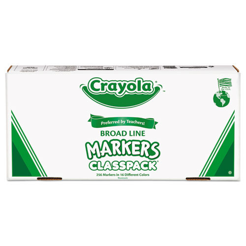 BX. Non-Washable Classpack Markers, Broad Point, 16 Classic Colors, 256/Box