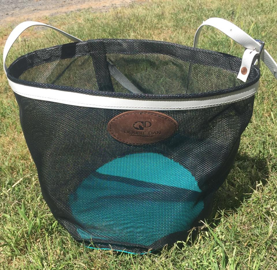 Black mesh with white trim and turquoise base