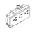 Haworth Premise Electrical Triplex 3 circuit receptacles 15 AMP Box of 6