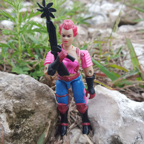 1986 Cobra Dreadnok Zarana (no earrings) geared up, minus her backpack