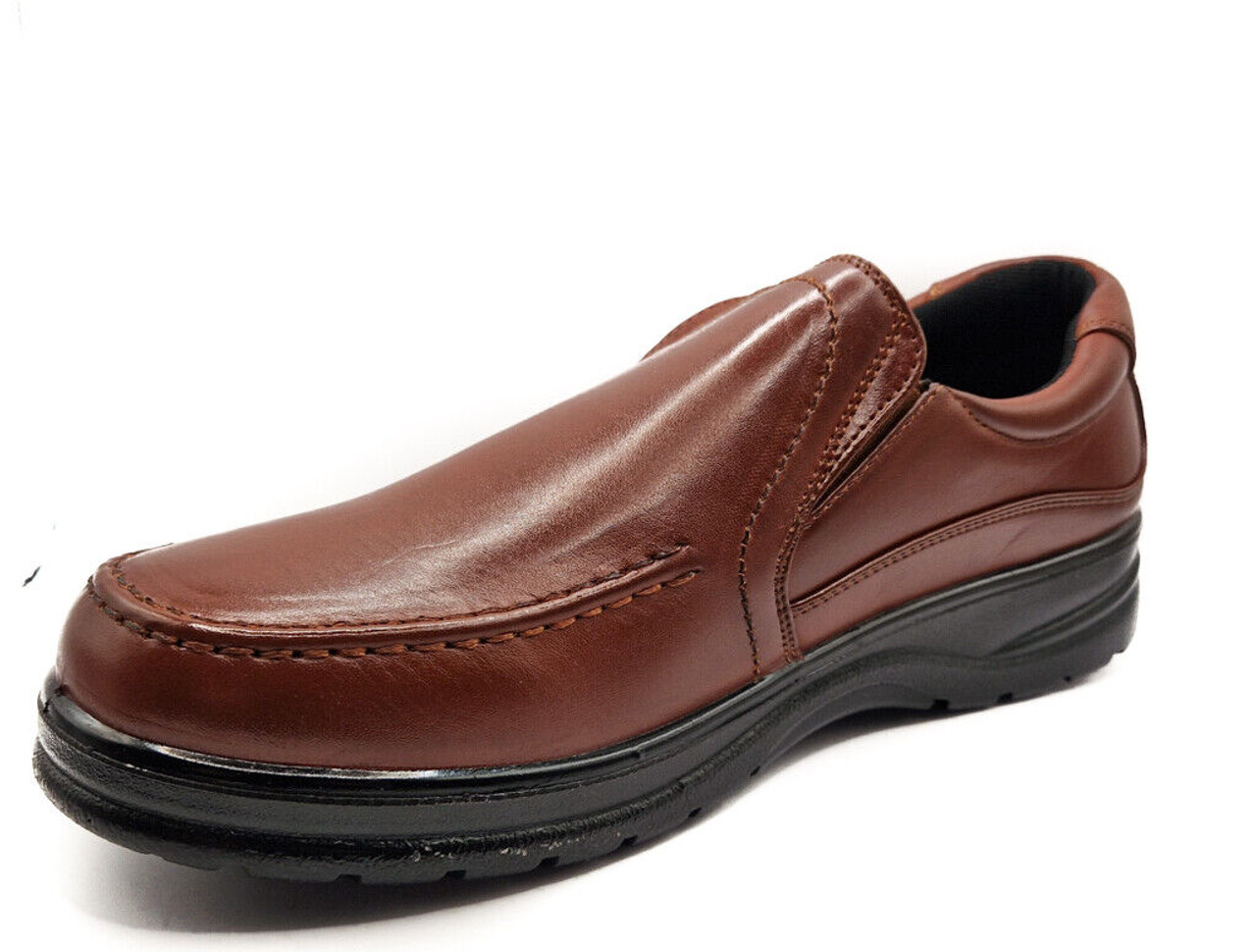 Dr Lightfoot Mens Memory Foam Wide Fit Slip On Shoes Brown