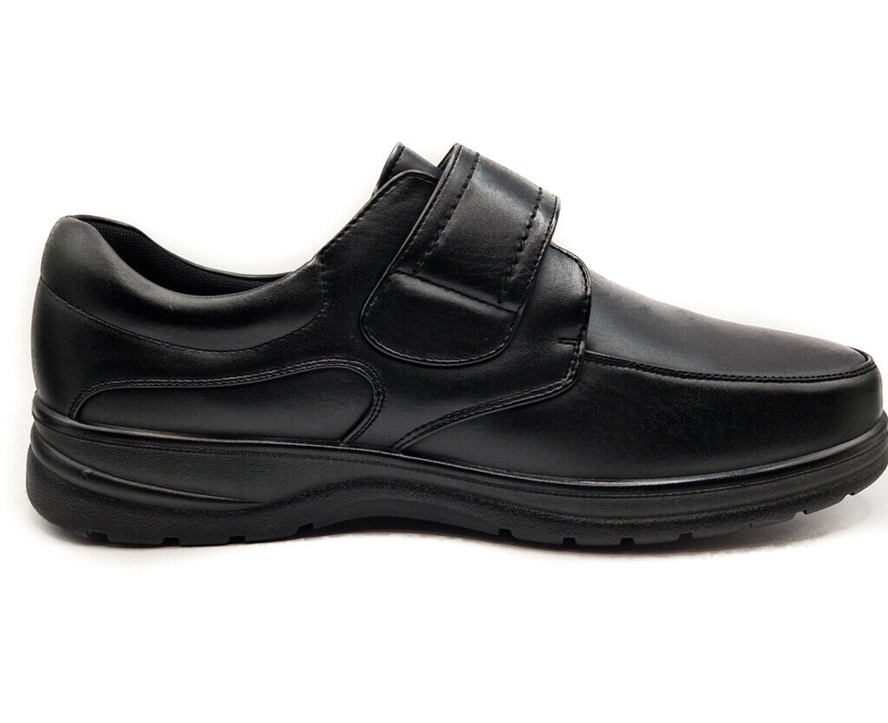 Dr Lightfoot Mens Memory Foam Wide Fit Strap Up Shoes Black