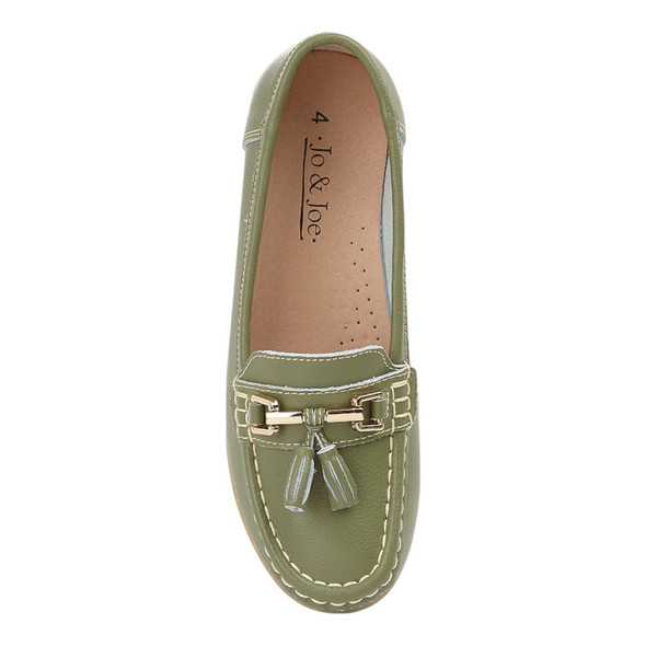 Jo & Joe Women's Leather Slip On Moccasin Shoes Mistletoe Green Jo & Joe Women's Leather Slip On Moccasin Shoes Mistletoe Green
