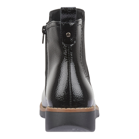 Twin Gusset Ankle Wedge Boots Black Patent Twin Gusset Ankle Wedge Boots Black Patent