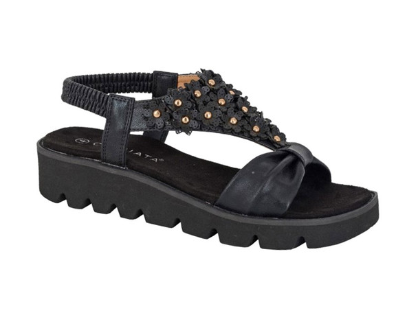 Cipriata Women's Dressy Platform Elasticated Sandal Black