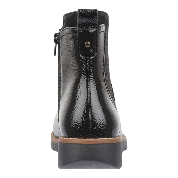 Twin Gusset Ankle Wedge Boots Black Patent Twin Gusset Ankle Wedge Boots Black Patent