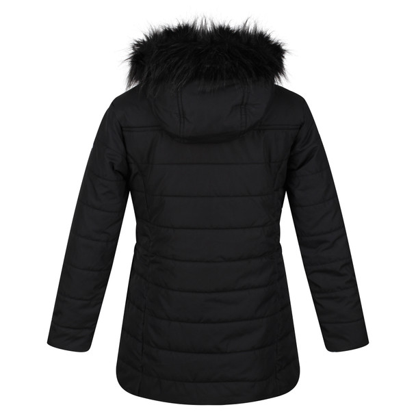 Regatta Fabrizia II Girls Full Zip Parka Hood Quilted Coat Black