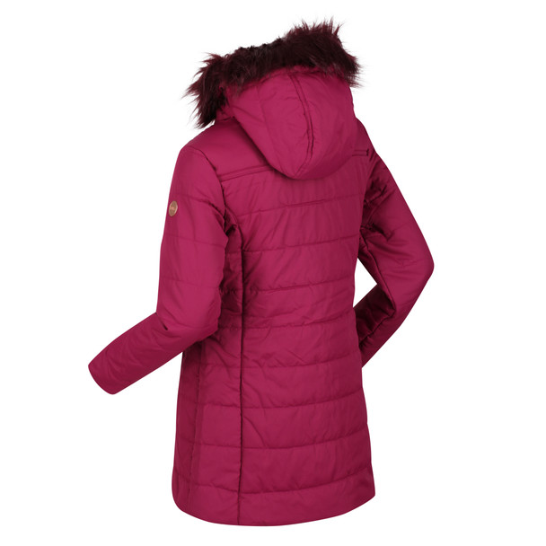 Regatta Fabrizia II Girls Full Zip Parka Hood Quilted Coat Raspberry Radiance