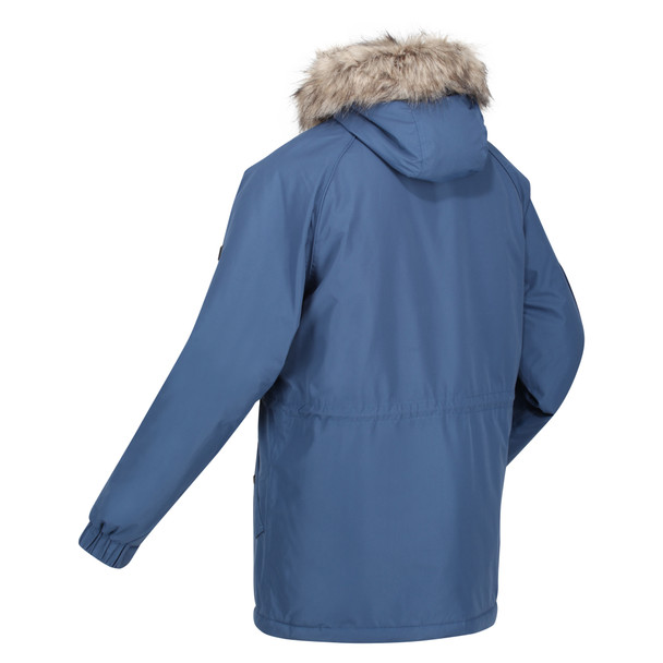Regatta Mens Salinger III Warm Winter Fur Hood Coat Dark Denim