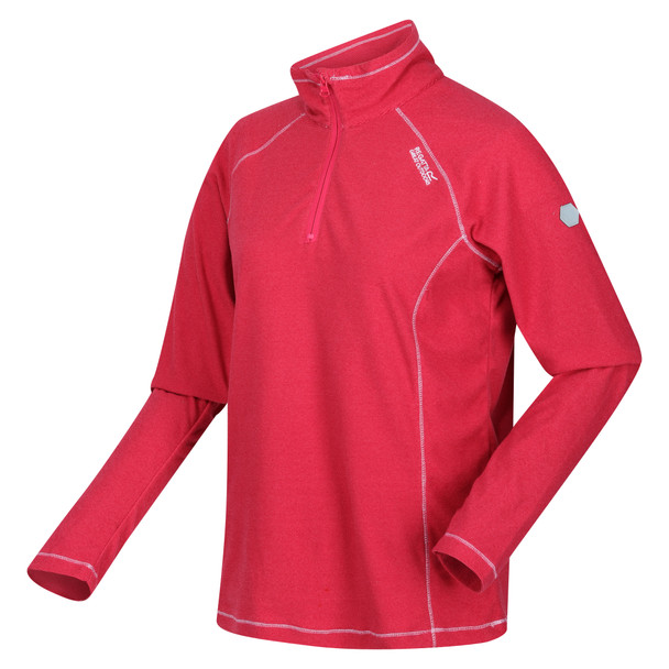 Womens Regatta Montes Light Weight Micro Fleece Half Zip Quick Dry Top Pink Potion