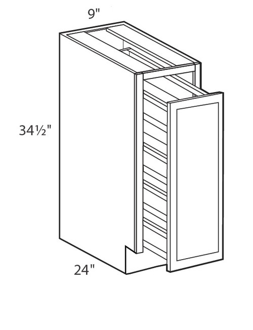 Shaker Grey 09" Spice Base Cabinet, RTA Cabinet Co.-Madison, WI