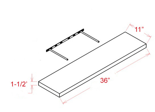 Shaker Grey 36" Floating Shelf, RTA Cabinet Co.-Madison, WI