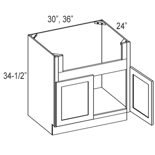 Shaker Dove 36" Farm Sink Base Cabinet, Cabinets By Friday-Madison, WI
