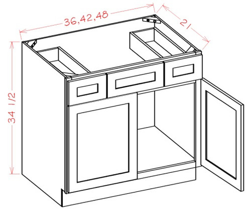 Shaker Dove 36" Vanity Base Cabinet Split Drawers, RTA Cabinet Co.-Madison, WI